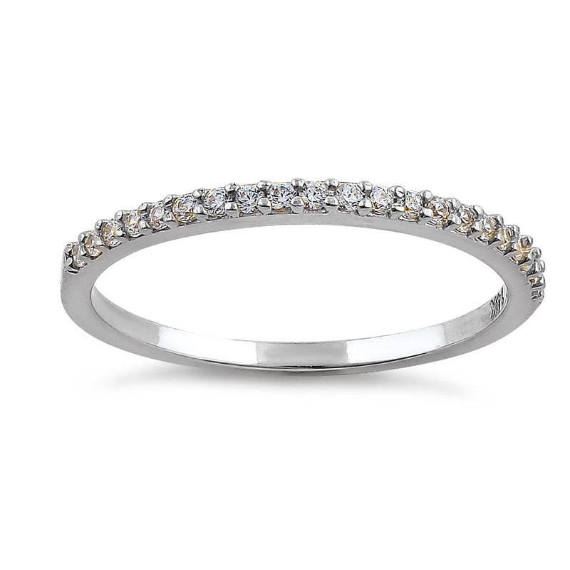 Solid 14K White Gold Round Cut Half Eternity CZ Ring