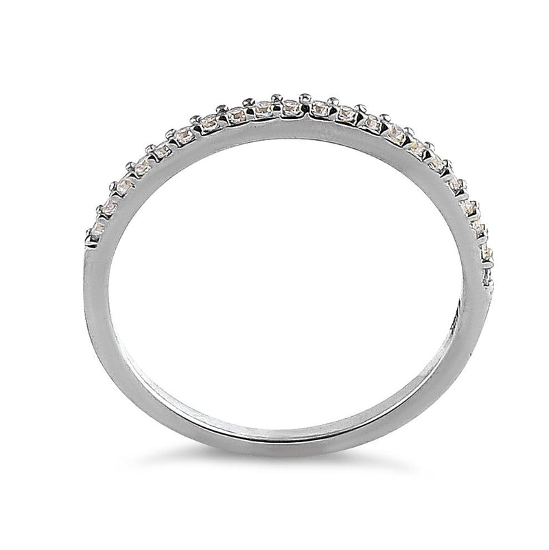 Solid 14K White Gold Round Cut Half Eternity CZ Ring