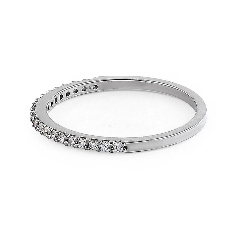 Solid 14K White Gold Round Cut Half Eternity CZ Ring