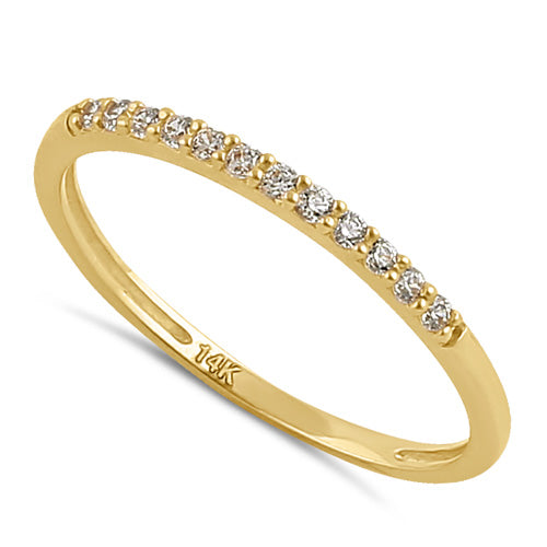Solid 14K Gold Stackable CZ Ring