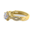 Solid 14K Yellow Gold Royal Twist Round Cut CZ Engagement Ring