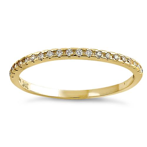 Solid 14K Yellow Gold Classic Half Eternity Round CZ Ring
