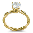 Solid 14K Gold Twisted Solitire CZ Ring