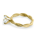 Solid 14K Gold Twisted Solitire CZ Ring