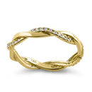 Solid 14K Gold Twisted CZ Ring