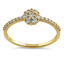 Solid 14K Yellow Gold Flower CZ Ring