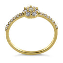 Solid 14K Yellow Gold Flower CZ Ring