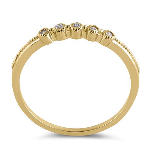 Solid 14K Yellow Gold Thin Stackable CZ Ring