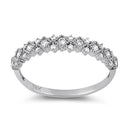 Solid 14K White Gold Elegant Half Eternity Wedding CZ Band