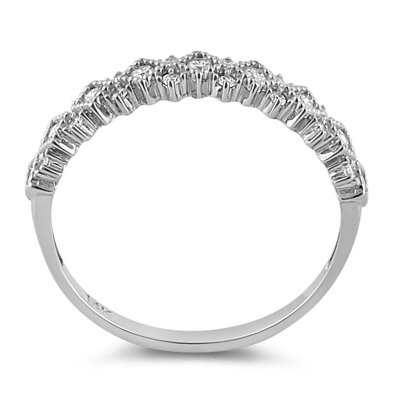 Solid 14K White Gold Elegant Half Eternity Wedding CZ Band