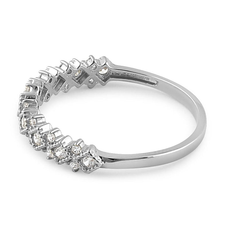 Solid 14K White Gold Elegant Half Eternity Wedding CZ Band