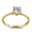 Solid 14K Yellow Gold Round Solitaire CZ Ring