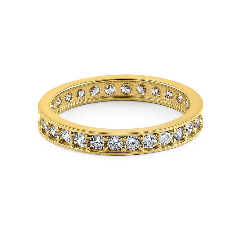 Solid 14K Yellow Gold Channel Eternity CZ Ring