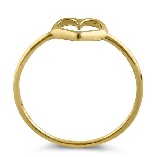 Solid 14K Gold Simple Open Heart Ring