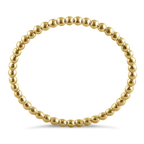 Solid 14K Yellow Gold Thin Beaded Ring
