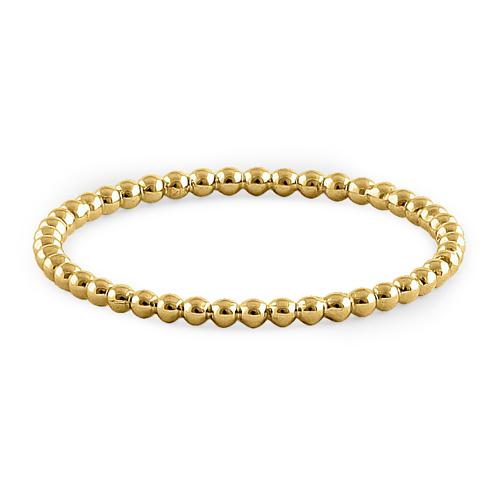 Solid 14K Yellow Gold Thin Beaded Ring