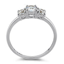 Solid 14K White Gold Triple Round Cut CZ Engagement Ring