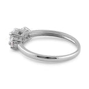 Solid 14K White Gold Triple Round Cut CZ Engagement Ring