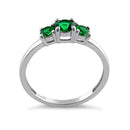 Solid 14K White Gold Triple Round Green CZ Ring