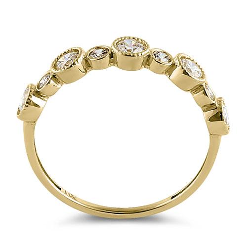 Solid 14K Yellow Gold Half Eternity Round CZ Ring