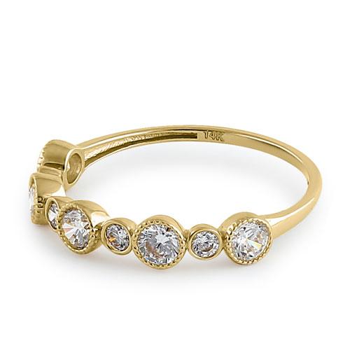 Solid 14K Yellow Gold Half Eternity Round CZ Ring