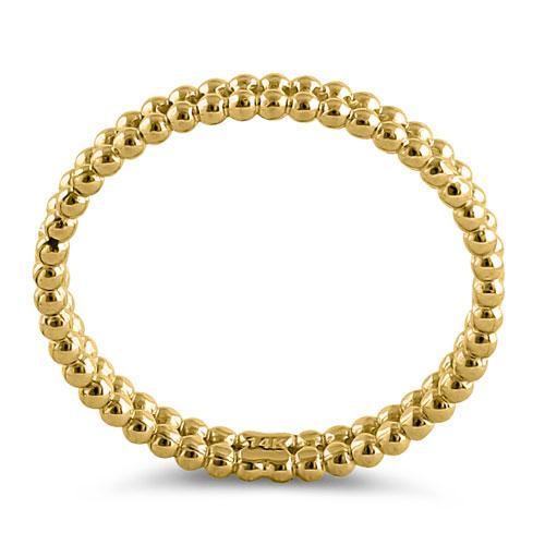Solid 14K Yellow Gold Stacked Bead Ring