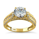 Solid 14K Yellow Gold Majestic Round CZ Engagement Ring