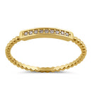 Solid 14K Gold Bead and Bar with Clear CZ Ring