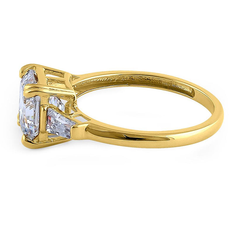 Solid 14K Yellow Gold Asscher Cut CZ Engagement Ring