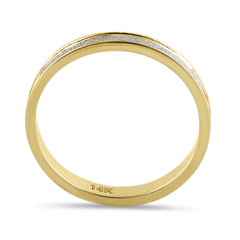 Solid 14K Yellow Gold and White Stardust Band