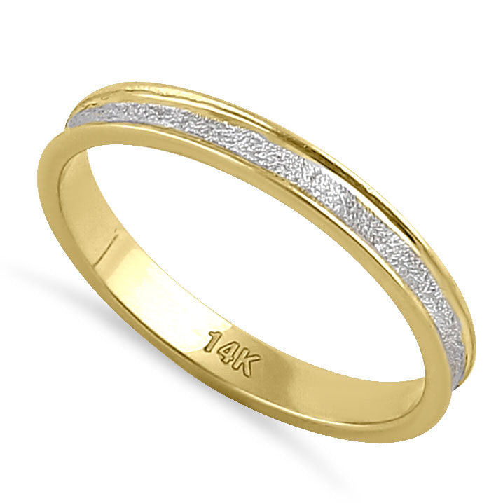 Solid 14K Yellow Gold and White Stardust Band