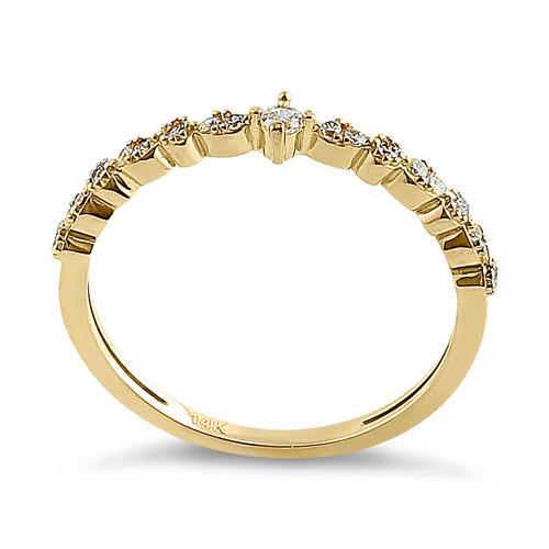 Solid 14k Yellow Gold Simple Round Clear CZ Ring