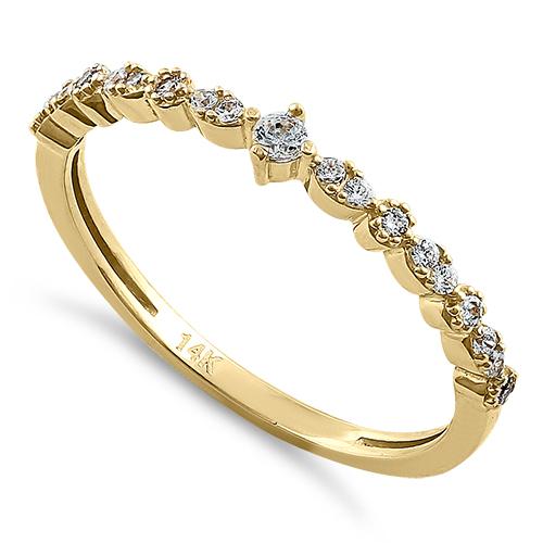 Solid 14k Yellow Gold Simple Round Clear CZ Ring