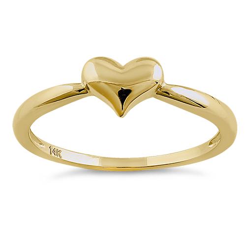 Solid 14K Yellow Gold Plush Heart Ring