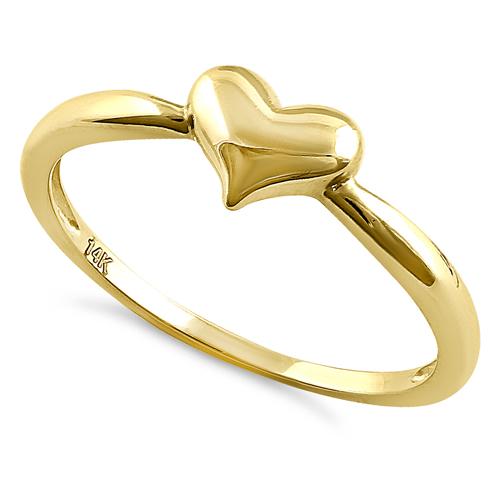 Solid 14K Yellow Gold Plush Heart Ring