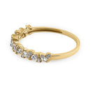 Solid 14K Yellow Gold Cluster Marquise & Round Clear CZ Ring