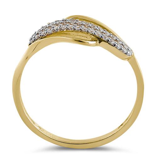 Solid 14K Yellow Gold Curved CZ Ring