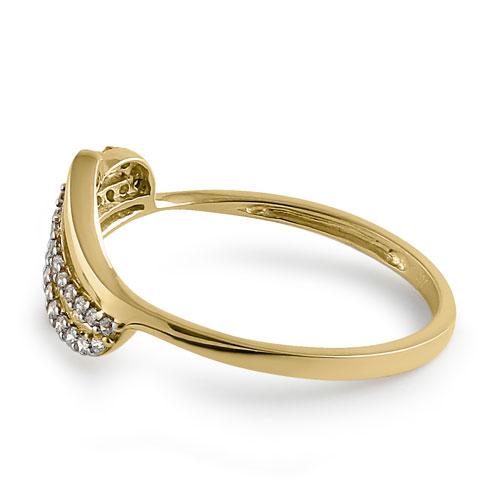 Solid 14K Yellow Gold Curved CZ Ring