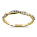 Solid 14K Yellow Gold Twist CZ Ring