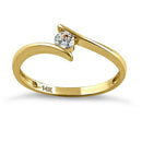 Solid 14K Yellow Gold Modern Spiral Round CZ Engagement Ring