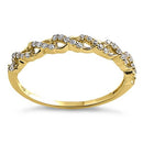 Solid 14K Yellow Gold Half Eternity Twist Round CZ Ring