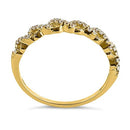 Solid 14K Yellow Gold Half Eternity Twist Round CZ Ring