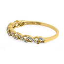 Solid 14K Yellow Gold Half Eternity Twist Round CZ Ring