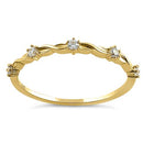 Solid 14K Yellow Gold Simplistic Twist Half Eternity Round CZ Ring