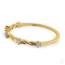 Solid 14K Yellow Gold Simplistic Twist Half Eternity Round CZ Ring
