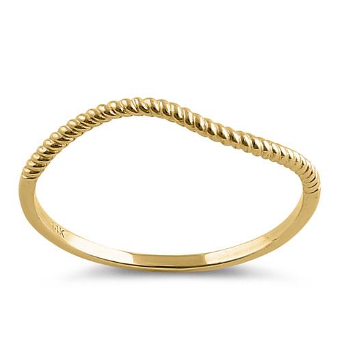 Solid 14K Yellow Gold Curved Rope Ring