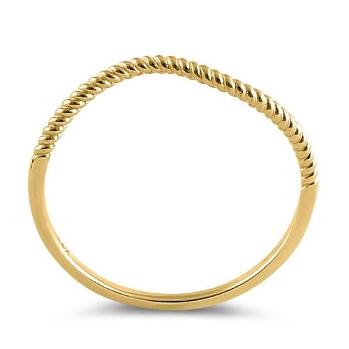 Solid 14K Yellow Gold Curved Rope Ring