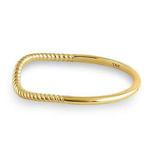 Solid 14K Yellow Gold Curved Rope Ring