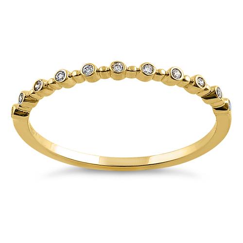 Solid 14K Yellow Gold Half Eternity Round CZ Ring