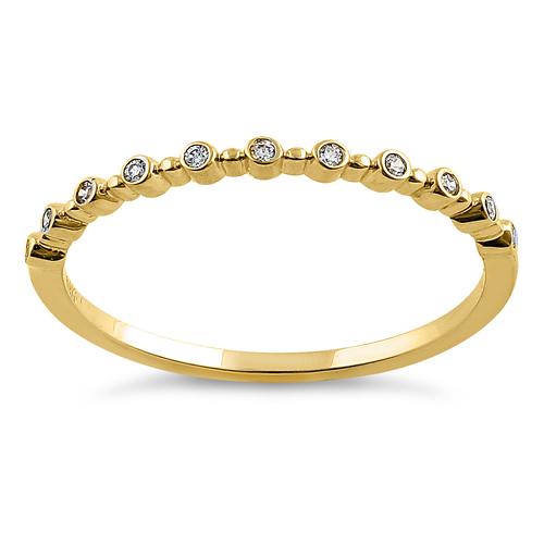 Solid 14K Yellow Gold Half Eternity Round CZ Ring